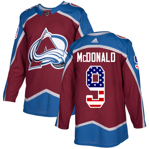 Adidas Avalanche #9 Lanny McDonald Burgundy Home Authentic USA Flag Stitched NHL Jersey